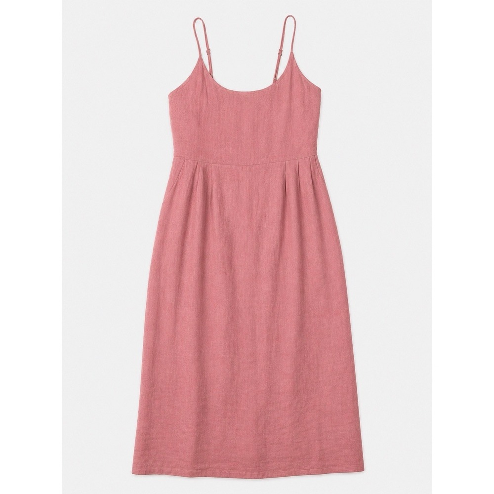 Quince 100% European Linen Scoopneck Midi Dress Mauve Mist Womens L Minimalist - Picture 2 of 9